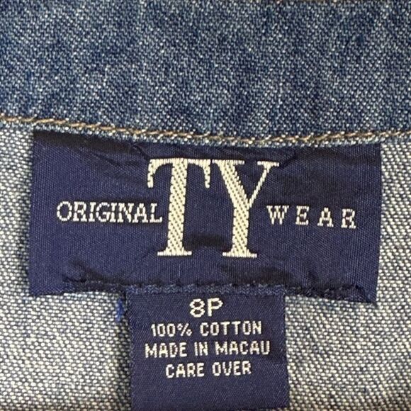 Vintage TY Wear Denim Snap Front Midi Sleeveless Dress 8P - Picture 3 of 8